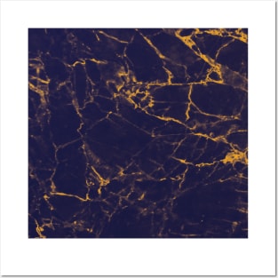 Iridescent Blue and Golden Marble Texture Posters and Art